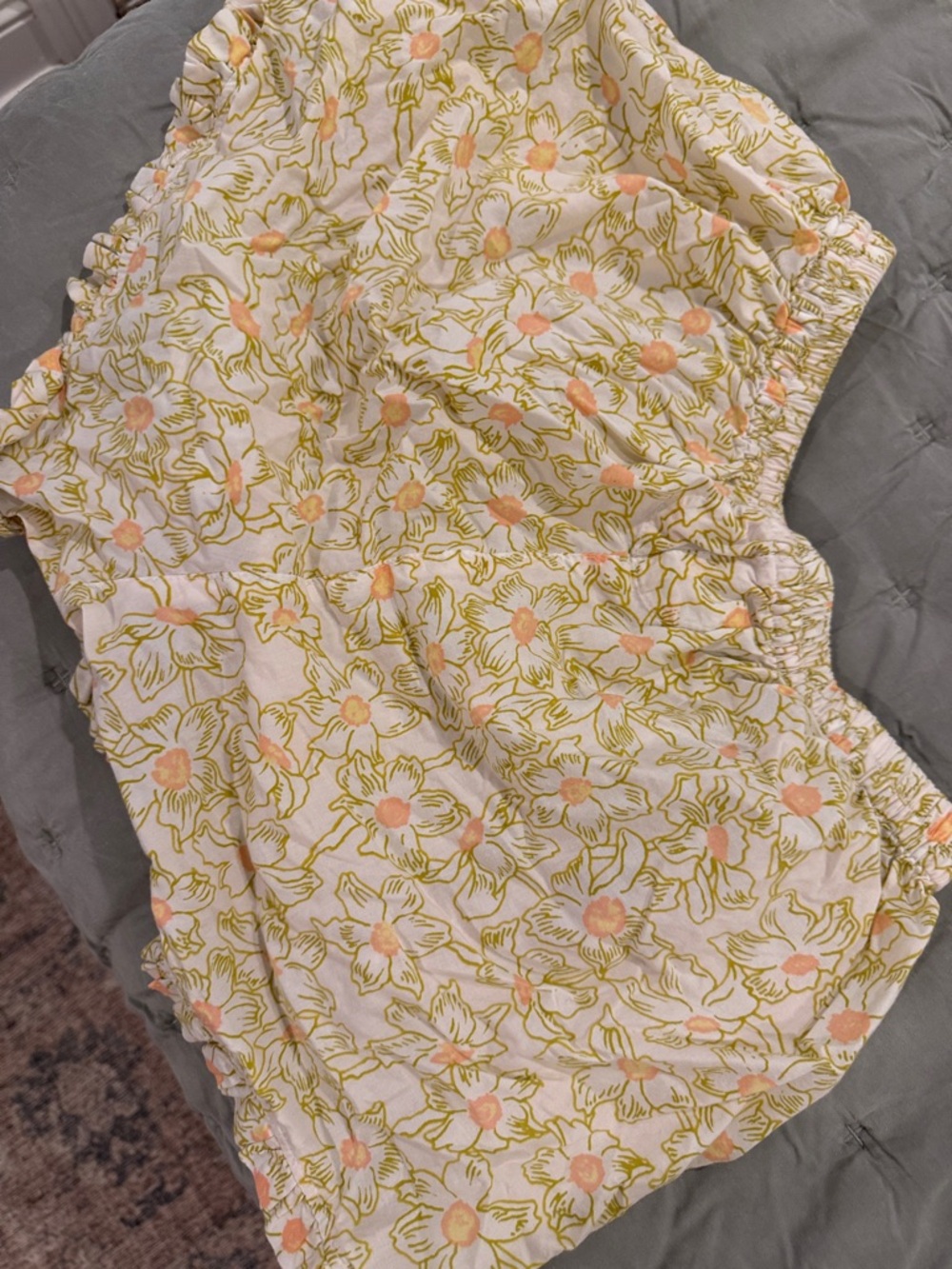 Piyama Floral Smocked Waist pajama set  - Yellow & Peach Floral - Picture 4 of 6